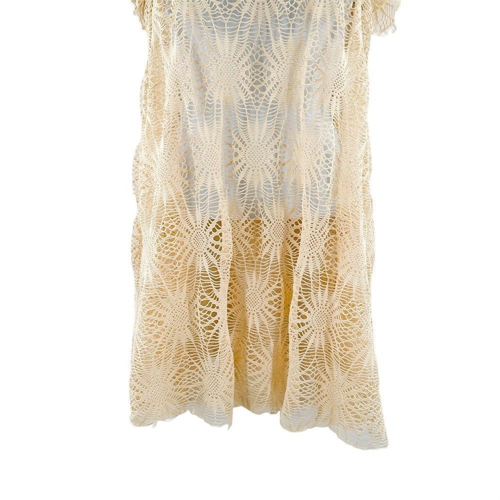 Altar'd State Crochet Open Knit Short Sleeve Tunic Top With Open Back - Picture 3 of 7